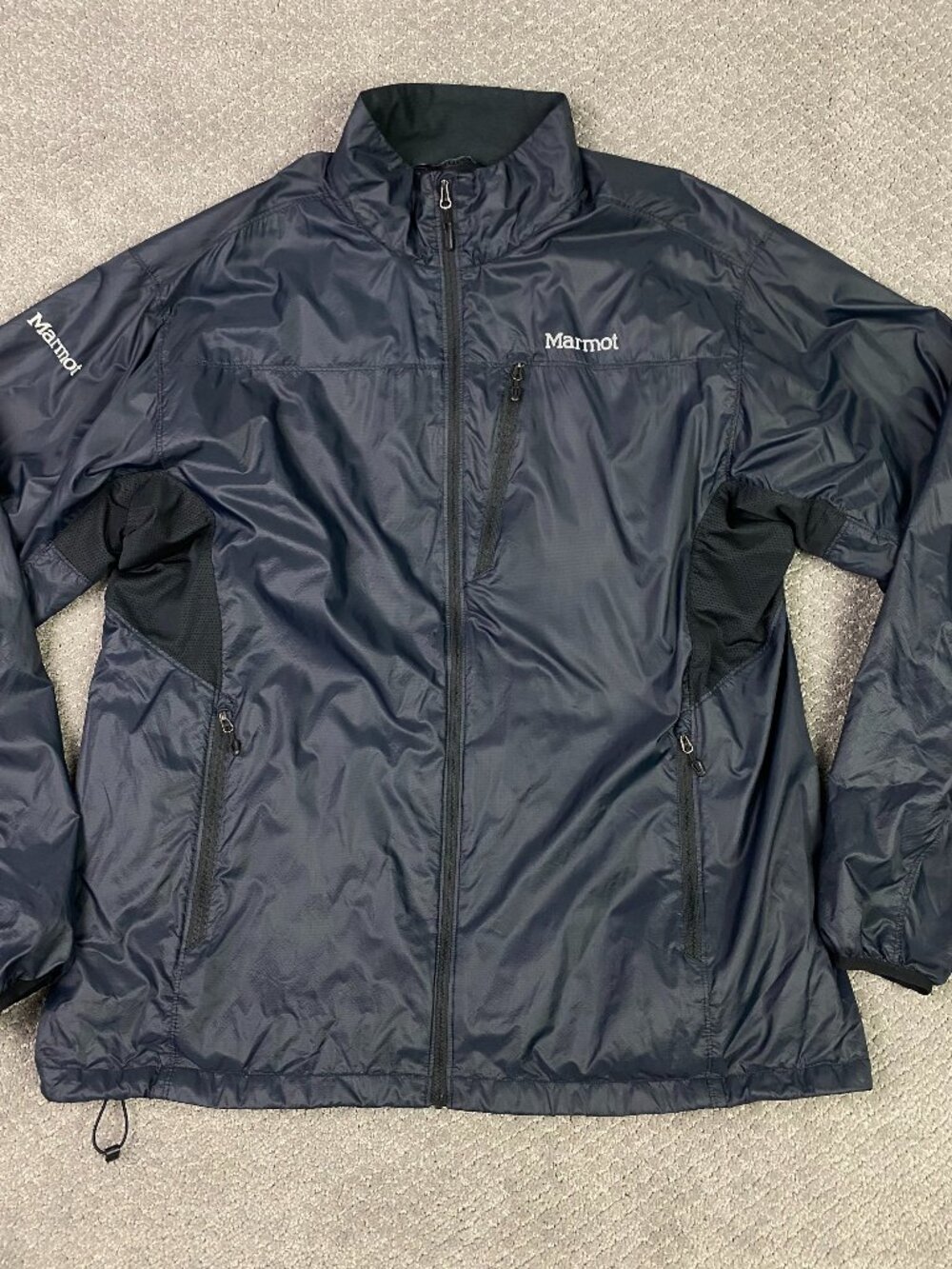 Marmot Windbreaker Jacket Mens XXL Black Ether DriClime Hiking Hoodless J52460